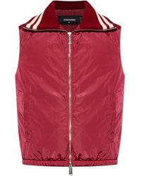 DSquared² - Jassen ,Rood ,Leer Geïsoleerd Vest - Lyst