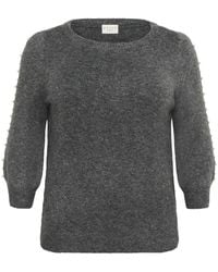 Kaffe - Grau Melange Strickpullover Mit Steinen - Lyst