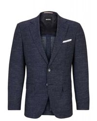 HUGO - Jassen ,Blauw ,Katoen Slim-Fit Blazer - Lyst