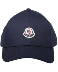Moncler - Accessoires ,Blauw ,Katoen Logo Baseball Cap - Lyst