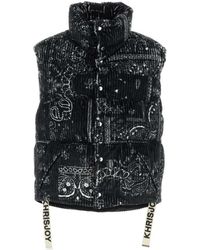 Khrisjoy - Geprinte Corduroy Oversized Mouwloze Padded Jas - Lyst