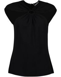 Stella McCartney - Top de viscosa con cuello en v y mangas cortas - Lyst