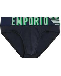 Emporio Armani - Jersey slip mit kontrast-logo und hohem elastischem bund - Lyst