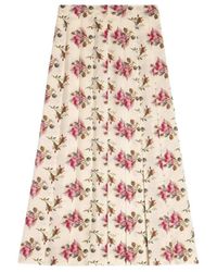 Gucci GG Zijden Rok Met Rozenprint