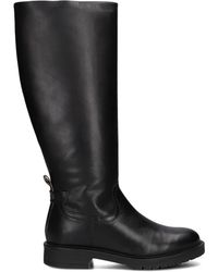 Notre-v - Schoenen ,Zwart ,Leer Zwarte Leren Hoge Laarzen Met Gouden Details - Lyst