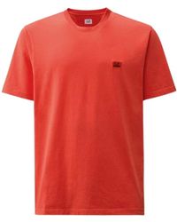 C.P. Company - Tops ,Oranje ,Katoen Logo Patch Tee - Lyst