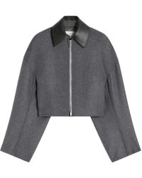 Sportmax - Grijze Wol Box Jas Rits Sluiting - Lyst
