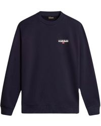 Napapijri - Hoodies & Sweatvesten ,Blauw ,Katoen Blauwe Katoenen Klassieke Trui B-Ice - Lyst