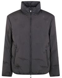 Emporio Armani - Grüner Mantel Mit Stehkragen Und Reißverschluss - Lyst