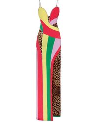 Philipp Plein - Satijnen Lange Jurk Patchwork - Lyst