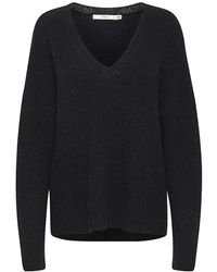 Gestuz - Truien & Vesten ,Zwart ,Wol Zwarte V-Hals Pullover Trui - Lyst