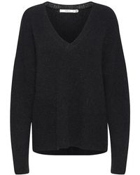 Gestuz - Truien & Vesten ,Zwart ,Wol Zwarte V-Hals Pullover Trui - Lyst