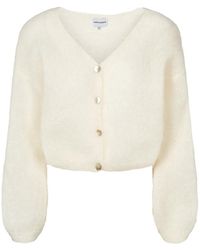 American Dreams - Truien & Vesten ,Wit ,Wol Cropped Cardigan Mohair Met Knoopsluiting - Lyst