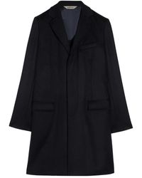 Aspesi - Jassen ,Blauw ,Polyester Gewatteerde Single-Breasted Jas Van Polyester Twill - Lyst