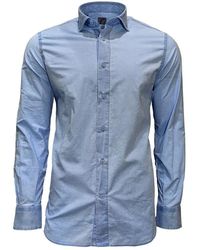 Mazzarelli - Overhemden ,Blauw ,Linea Slim Fit Shirt - Lyst