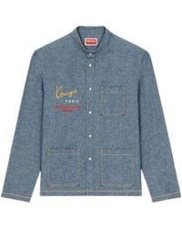 KENZO - Blaues besticktes denim hemd - Lyst