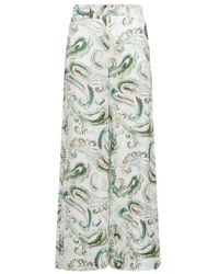 Marella - Broeken ,Veelkleurig ,Linnen Domino Wijde Broek - Lyst