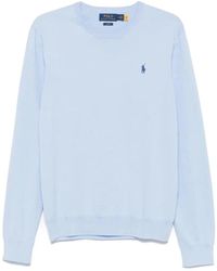 Polo Ralph Lauren - Truien & Vesten ,Blauw ,Katoen Trui Met Geborduurd Logo - Lyst