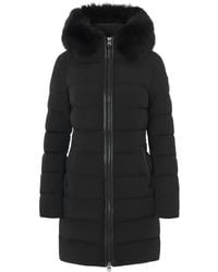 Mackage - Abrigo negro con capucha de pelo - Lyst