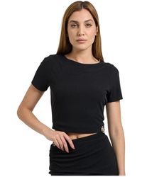 Guess - Zwarte Top Met Juweel Detail - Lyst