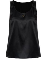 Dolce & Gabbana - Zijden Top Met Logo-Vormige Applicatie - Lyst