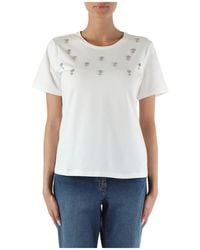 Elena Miro - T-shirt in cotone stretch con strass - Lyst