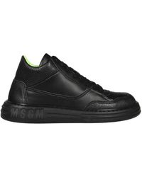 MSGM - Schoenen ,Zwart ,Leer Sneakers Met Ronde Neus En Veters - Lyst