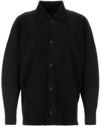 Issey Miyake - Schwarze Plissierte Jacke Mit Kordelzugsaum - Lyst