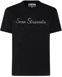 Mc2 Saint Barth - Emilie schwarzes baumwoll-t-shirt mit strass-print - Lyst