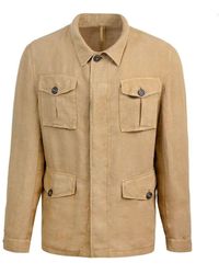 Lubiam - Casual camel overshirt mit kontrastknöpfen - Lyst
