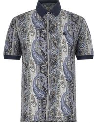 Etro - Piqué Polo Shirt Van Katoen Met Arnica-Motief - Lyst