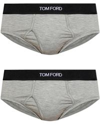 Tom Ford - Ondergoed ,Grijs ,Katoen Twee-Pack Briefs Met Logo - Lyst