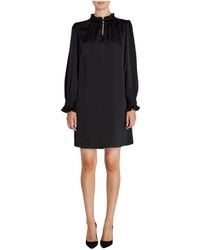 Bruuns Bazaar - Zwarte Jurk Met Ruche Detail - Lyst