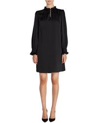Bruuns Bazaar - Zwarte Jurk Met Ruche Detail - Lyst
