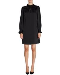 Bruuns Bazaar - Zwarte Jurk Met Ruche Detail - Lyst