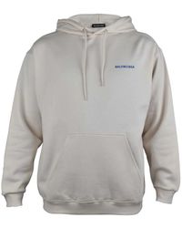 Balenciaga - Hoodies & Sweatvesten ,Wit ,Katoen Logo Popover Hoodie - Lyst