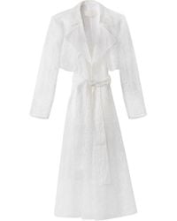 Genny - Jassen ,Wit ,Organza Zijden Orchidee Borduurwerk Trenchcoat - Lyst