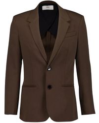 Ami Paris - Jassen ,Bruin ,Wol Luxe Wollen Gabardine Jas - Lyst