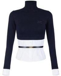 Elisabetta Franchi - Viskose- Und Baumwoll-Popeline-Top - Lyst