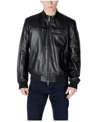 Peuterey - Leder-Rollkragenjacke Mit Reißverschluss - Lyst
