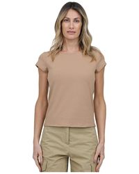 Alpha Studio - Tops ,Bruin ,Jersey Ronde Hals T-Shirt - Lyst