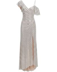 Self-Portrait - Kleedjes ,Polyester Maxi-Jurk Met Strass, Ruches En Draperieën - Lyst