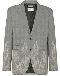 Philipp Plein - Jassen ,Zwart ,Polyester English Check Blazer Ls Strass Flame - Lyst