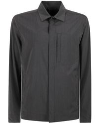 Herno - Jassen ,Grijs ,Wol Grijze Wol Shacket Waterbestendig Lichtgewicht Jas - Lyst