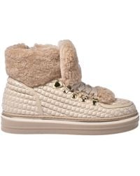 Baldinini - Vanilla Quilted Eco-Nappa Leather And Sheepskin Trainers - Lyst