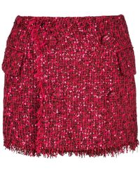 Balmain - Korte Broeken ,Roze ,Tweed Sequin Tweed Shorts - Lyst