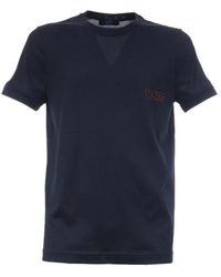 Kiton - Tops ,Blauw ,Katoen Katoenen T-Shirt Met Korte Mouwen En Logo - Lyst