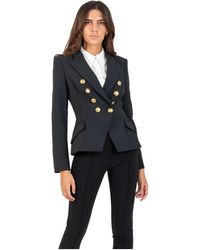 Elisabetta Franchi Short Blazer With Light Buttons - Zwart