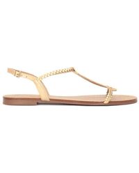 Kazar - Schoenen ,Geel ,Leer Gouden Sandalen Op Een Platte Zool - Lyst