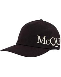 McQueen - Accessoires ,Zwart ,Katoen Logo Geborduurde Baseball Cap - Lyst